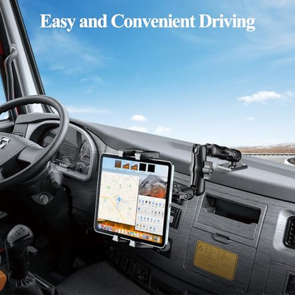 OHLPRO Tablet Mount for Truck - Heavy Duty Drill Base Tablet Holder for Car Dashboard, iPad Holder for All 5"-13" iPad Pro Samsung Galaxy Kindle fire Tablets and Car Wall etc. - 12-inch Arm - size: 12-inch Plastic Arm