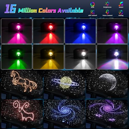 Twinkle Car Starlight Headliner Kit, RGBW 16W 200pcs*0.03in*9.8ft Fiber Optic Star Roof Lights with APP& Remote Controlled, Sound Activated Ceiling Star Lights for Home/Car Decor - size: Standard+200pcs*0.03in*9.8ft