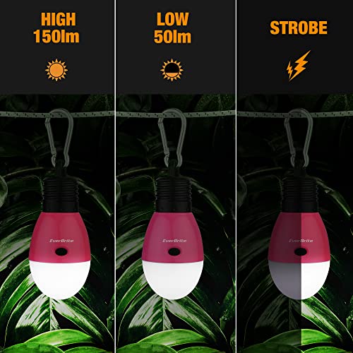 EverBrite Rechargeable Camping Light, 3 Modes with Clip Hook, Pink - color: Pink