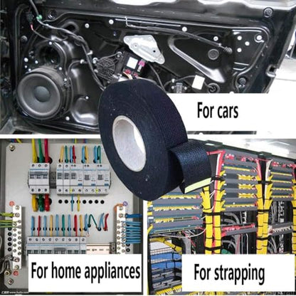 4 Rolls Wire Loom Harness Tape, Wiring Harness Cloth Tape, Black Adhesive Fabric Tape for Automobile Electrical Wire harnessing Noise Damping Heat Proof 19 mm X 15m