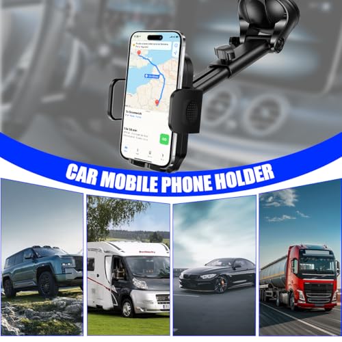 HZEL Car Dash Mount Phone Holder, 360° Adjustable Strong Suction Cup Vehicle Windshield Mobile Phone Mount, Hands Free Automotive Cellphone Stand, Suitable for 1.97-4.33" Smartphone (Carbon Fiber) - color: Carbon Fiber