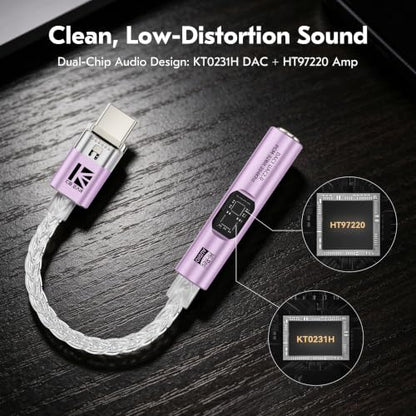 USB C to 3.5mm Audio Adapter with DAC for iPhone, Samsung & iPad - color: Purple