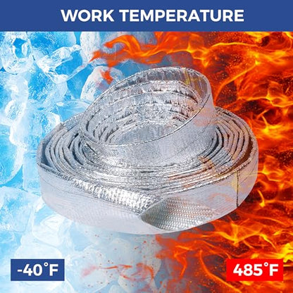 Automotive Aluminum Heat Shield Sleeve Wrap Wire Up to 485 °F, Cable Heat Shield Fire Sleeve Heat Resistance Silver Inner Diameter (3/4"-14ft) - size: 3/4"-14ft