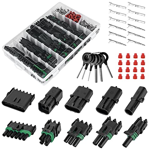 376Pcs 25 Kits Waterproof Automotive Electrical Connectors 1/2/3/4/6 Male&Female Pin 22-14AWG Wire Harness Spark Plug Connector Terminals Plug Kit Car - size: 25 Kits 22-14AWG 1/2/3/4/6 Pin