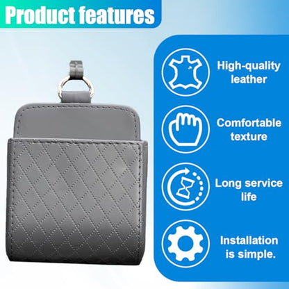 YoRise PU Leather Car Air Vent Storage Bag, Car Console Organizer (Gray) - color: Gray