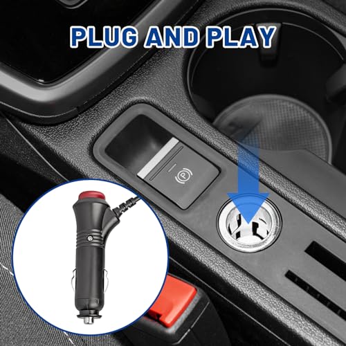 Anina 5.5x2.1mm Car Cigarette Lighter Adapter Plug Cord with Switch Button, 6.5ft 12V-24V Male Cigarette Lighter Power Supply Charger Extension Cable Fuse for Rear View Camera Monitor Car Refrigerator