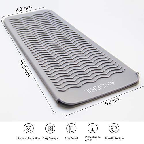 ANGENIL Professional Silicone Heat Resistant Mat Pouch for Hair Straightener, Curling Iron and Flat Iron, Portable Travel Mat and Cover for Hair Styling Tools, Grey - color: Grey