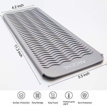 ANGENIL Professional Silicone Heat Resistant Mat Pouch for Hair Straightener, Curling Iron and Flat Iron, Portable Travel Mat and Cover for Hair Styling Tools, Grey - color: Grey