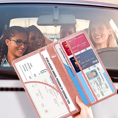 CoBak Car Registration and Insurance Holder - color: L-Glitter Rose Gold