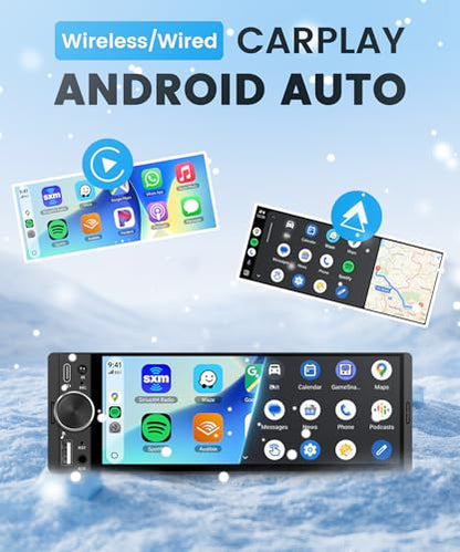 Rimoody Single Din Car Stereo Wireless CarPlay, 6.28'' inCell Touch Screen - style: 6.28 inch with Volume Knob
