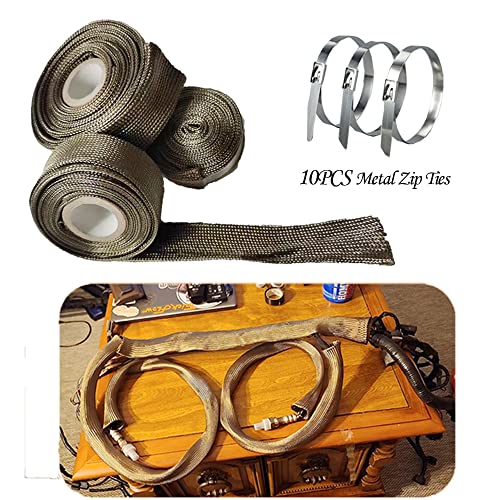 Adjustable Fuel Line Heat Shield 3/4" IDX10' Basalt fiber Spark Plug Wire Heat Shield Heat Wrap Heat Sleeve for Car&Auto Wire Loom Protection (Titanium) - color: Titanium, size: 3/4" IDX10'