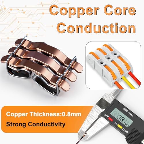 Greencycle 180PCS Lever Wire Connectors, Quick Connect Push-in Wire Connectors, 1 in 1 Out Inline Electrical Wire Splice Terminals for 24–12 AWG Solid & Stranded Wire, Compact & Reusable - size: 180PCS, style: 1IN 1OUT