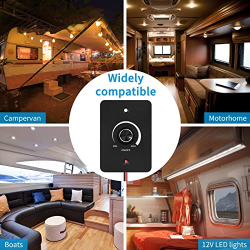 RGBZONE 12V PWM RV LED Dimmer Switch for Camper Van Boat Trailer Truck - color: BLACK:Rotary Switch Control