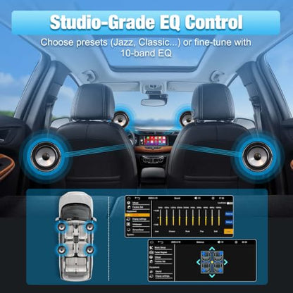 Single Din Radio Car Stereo with CarPlay & Android Auto, 6.28 Inch HD Touch CarPlay Screen, Backup Cam,Bluetooth, MP5,USB Type-C, SWC, EQ, FM Radio with External Mic