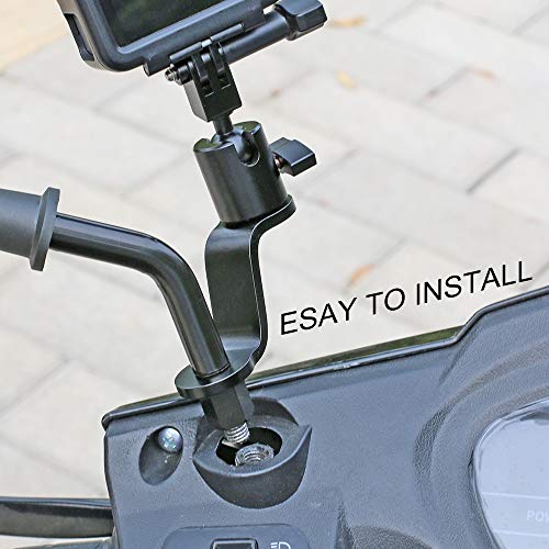 Aluminum Motorcycle Rearview Mirror Mount Bracket Holder Compatible with GoPro Hero 13/12/11/10/9/8/7/6(2018)/5 Black APEMAN AKASO TENKER Campark DJI Osmo Action 6/5 pro/4/3/2 and More