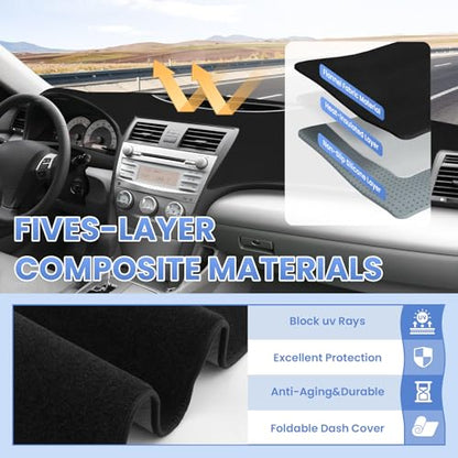 Sunsdrew Black Dash Cover for 2007-2011 Toyota Camry Dashboard Cover Mat - size: 07-11 Toyota Camry Dash Cover