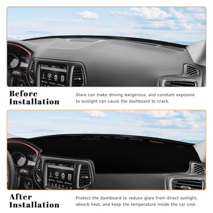Black Dashboard Dash Board Cover Mat Carpet for Jeep Compass 2017-2021 Accessories Dash Cover Flannel Material Dash Mat Sunshade - size: for Jeep 2017-2021 Compass