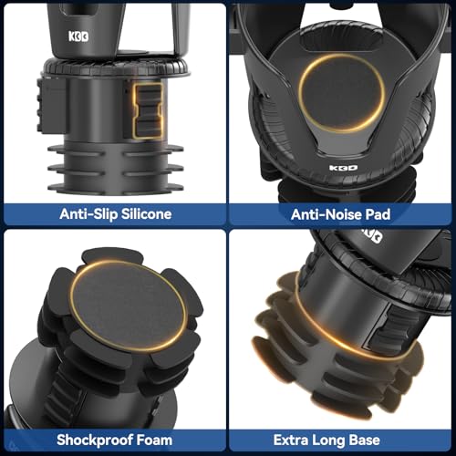 KDD Car Cup Holder Expander - 3 in 1 Cup Holder Adapter with Adjustable Base - Detachable Phone Holder & 360° Rotation Food Tray for Car - Compatible with Vehicles, Car, Road Trip Essentials