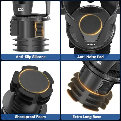 KDD Car Cup Holder Expander - 3 in 1 Cup Holder Adapter with Adjustable Base - Detachable Phone Holder & 360° Rotation Food Tray for Car - Compatible with Vehicles, Car, Road Trip Essentials