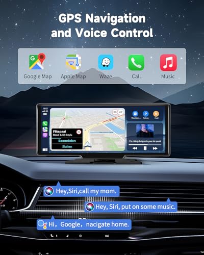 11.5" Wireless Carplay Screen for Car, Portable A pple Carplay & Android Auto Touch Screen, 4K Dash Cam/App Control/1080p Backup Camera/Mirror Link/Voice Control/GPS/Bluetooth,for All Vehicles
