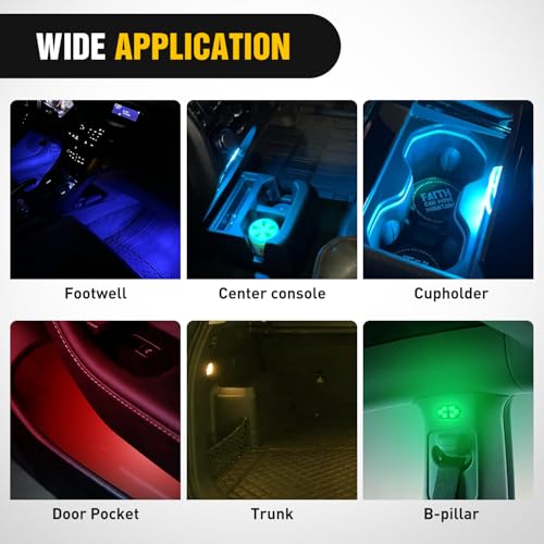Nilight 2 PCS 7 Colors Wireless Magnetic RGB LED Interior Lights - color: 7 colors wireless-2 PCS