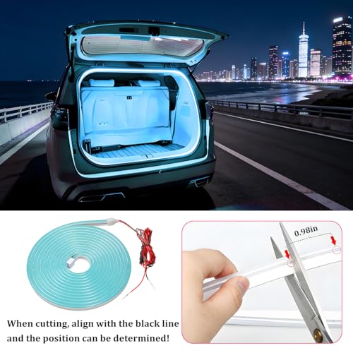 Car Trunk LED Strip Lights, 4M Dynamic Flowing Vehicle Trunk Ambient Strip Light, Flexible Waterproof Auto Neon Lighting Accessories, Universal for SUV Truck Motorcycle (Ice Blue) - color: Ice Blue