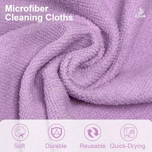 LIVOS Microfiber Cleaning Cloth Roll - 80 Pack, Reusable Paper Towels Purple Tear Away Towels, Microfiber Towels for Cars, Super Absorbent Lint Free Cleaning Rags for House,Kitchen,Window-11.5"x11.5" - color: Purple