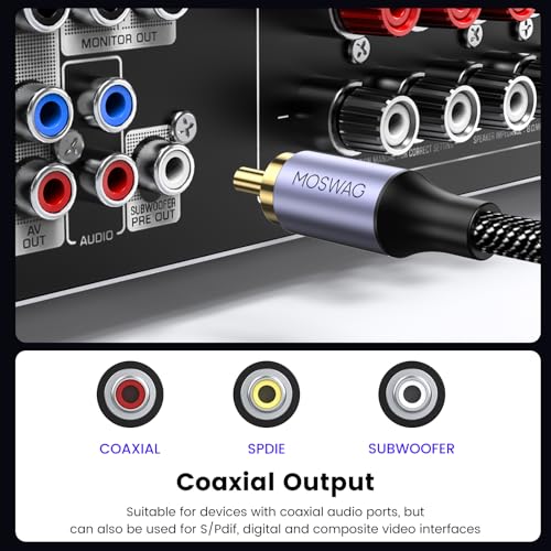 MOSWAG Subwoofer Cable 10FT 3M RCA to RCA Audio Stereo Cord Nylon Braided - size: 10 FT/3M