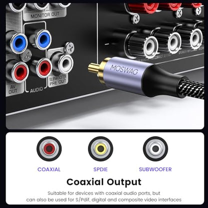MOSWAG Subwoofer Cable 10FT 3M RCA to RCA Audio Stereo Cord Nylon Braided - size: 10 FT/3M