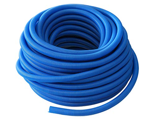 Absolute USA SLT34BL 3/4-Inch x 100-Feet Blue Split Loom Split Wire Loom Polyethylene Conduit Corrugated Plastic Tubing Sleeve for Various Automotive, Home, Marine, Industrial Wiring Applications, Etc