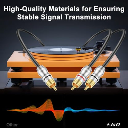 J&D RCA Cable, 1 RCA Male to 2 RCA Male Y-Splitter Digital Stereo Audio Cable Subwoofer Cord for Subwoofer, Home Theater, 6 Feet - size: 6 Feet