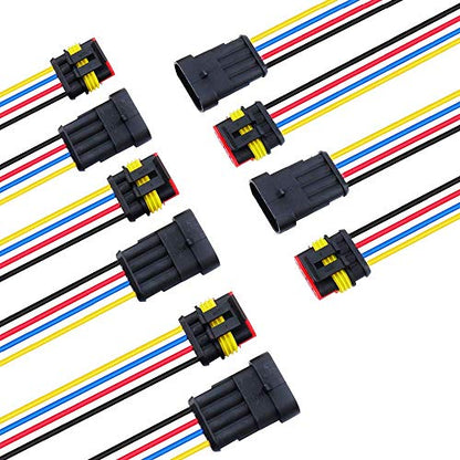 MUYI 4Pin Way 18AWG Waterproof Electrical Connector Wire Connectors-5 Kit - style: 4pin (5sets)