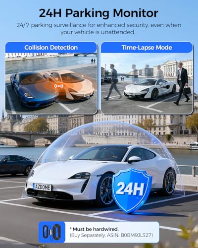 AZDOME 3 Channel Dash Cam Front and Rear Inside, 4K+1080P+2.5K ADAS Dash Cam, 3.19'' IPS Car Camera, 5.8G WiFi GPS Dash Cam for Cars, Voice Control, Night Vision, 24/7 Parking Mode, 64GB Card M550 Pro - color: Matte Black