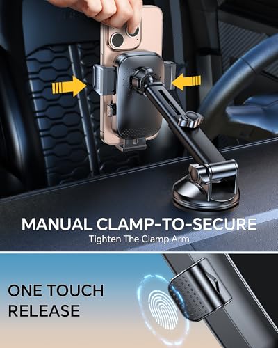 Coolpow Wireless Car Charger,15W Fast Charging for iPhone Wireless Charger【Military-Grade Stabilizing Arm Clamp】360° Adjustable Phone Holder Mount Car Phone Mount Charger for iPhone and Samsung Galaxy