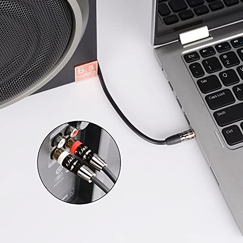 J&D 3.5 mm to Dual RCA Male Stereo Audio Cable, Heavy Duty RCA Cable Gold Plated Copper Shell 3.5mm Male to 2 RCA Male Cable for Smartphone/MP3 Player/Tablet, 1 Feet - size: 1 Feet