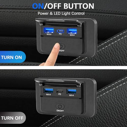 2PCS 72W 12V USB Outlet Wall Mount,36W USB C&Dual QC 3.0 18W Car USB Port Charger Socket Panel with Button Switch,Waterproof 3 USB Multi Port Power Outlet 12V for Car Bus RV Truck Marine