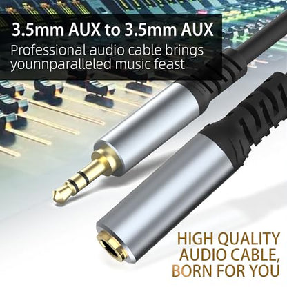 Headphone Extension Cable (1M/3.3FT), 3.5mm Aux Jack Audio Extension Cable Male to Female, 24K Gold Plated Hi-Fi Sound Stereo Aux Extender Cord for Headset, iPhone, iPad, Smartphones, Tablets & More