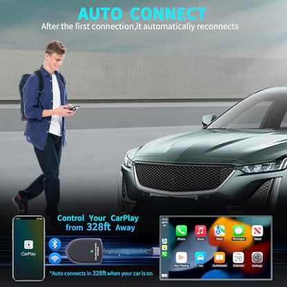 Wireless CarPlay Adapter for Apple iPhone (2025 Upgrade) – Instant Wireless CarPlay, Ultra-Low Latency, Stable Connection, Mini Bluetooth Dongle for iOS 10+ & Cars 2016+, Plug & Play Type-C