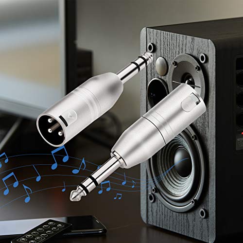 Tisino 1/4" TRS to XLR Adapter, Balanced Quarter Inch 6.35mm Male to XLR Male Adapters - 2 Pack - color: 1/4" TRS to XLRM