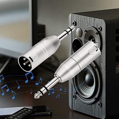 Tisino 1/4" TRS to XLR Adapter, Balanced Quarter Inch 6.35mm Male to XLR Male Adapters - 2 Pack - color: 1/4" TRS to XLRM