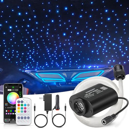 6W Mini Size Twinkle 400pcs*0.03in*9.8ft Starlight Headliner Kit, Star Lights for Car with Bluetooth APP/28key Remote Control/Music Effect, RGBW Fiber Optic Lights for Home Ceiling - size: 400pcs*0.03in*9.8ft