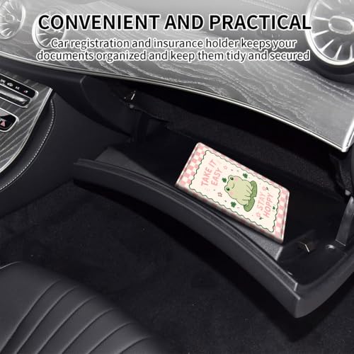 Car Registration and Insurance Card Holder Wallet, Cute Frog Vehicle Document Organizer for Glove Box, Auto License & ID Card Holder Case, Slim Multi-Slot Car Paper Organizer - color: Cute Frog