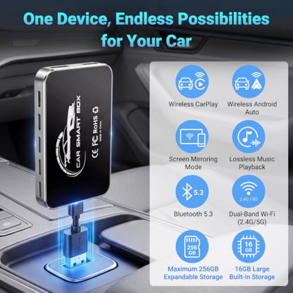 4-in-1 Wireless CarPlay Adapter for Apple CarPlay and Android Auto