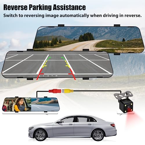Mirror Dash Cam for Cars,4.5" Rear View Mirror 1080P Front and Rear View Dual Cameras,Super Night Vision,Parking Assistance,G-Sensor,24H Parking Monitor, Waterproof Backup Camera Free 32GB Card