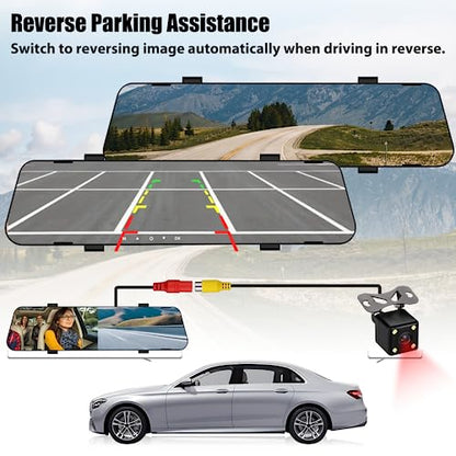 Mirror Dash Cam for Cars,4.5" Rear View Mirror 1080P Front and Rear View Dual Cameras,Super Night Vision,Parking Assistance,G-Sensor,24H Parking Monitor, Waterproof Backup Camera Free 32GB Card