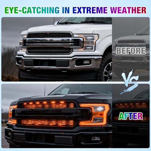 Nilight 4PCS 12" RGB LED Grille Light Strips with Wireless Remote Control - color: 4Pcs 12Inch Grille Light w/Remote