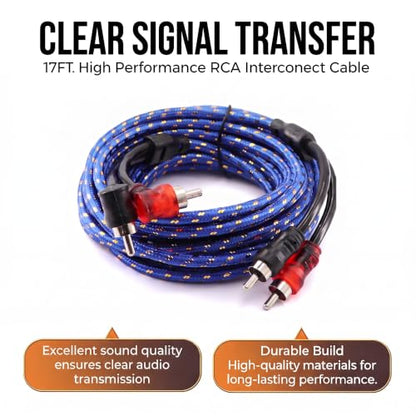 0 Gauge Amplifier Wiring Kit 3000W,Complete Car Audio Install kit with 17FT 0 AWG CCA Power Cable,RCA Cable & Speaker Wire,100A Fuse Holder,OFC Ground | for Subwoofer Amp Installation - size: 0 Gauge