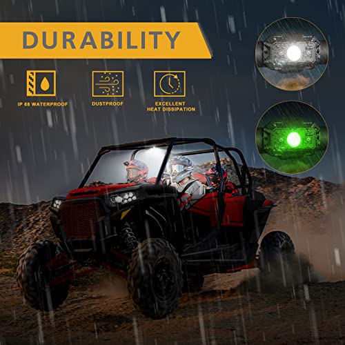 UTV Dome Light with Switch, Rfroad Lighting Universal Roll Bar Mount LED Lights Roll Cage Map Light Interior Lights for UTV ATV Golf Cart Trucks Bed RZR Polaris Off-Road - White/Green - color: Green and white