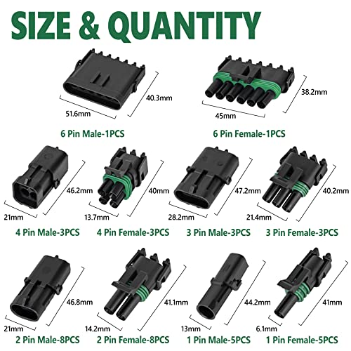 367Pcs 20 Kits Waterproof Automotive Electrical Connectors 1/2/3/4/6 Male&Female Pin 22-14AWG Wire Harness Spark Plug Connector Terminals Plug Kit Car with Wire Crimping Tool - size: 20 Kits 22-14AWG 1/2/3/4/6 Pin