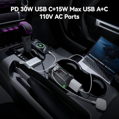 400W Car Power Inverter for Vehicles DC 12V to AC 110V Inverter - color: Black